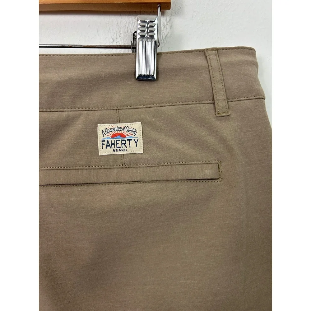 Faherty All Day Shorts Mens 38 Khaki Tan Drawstring Stretch‎